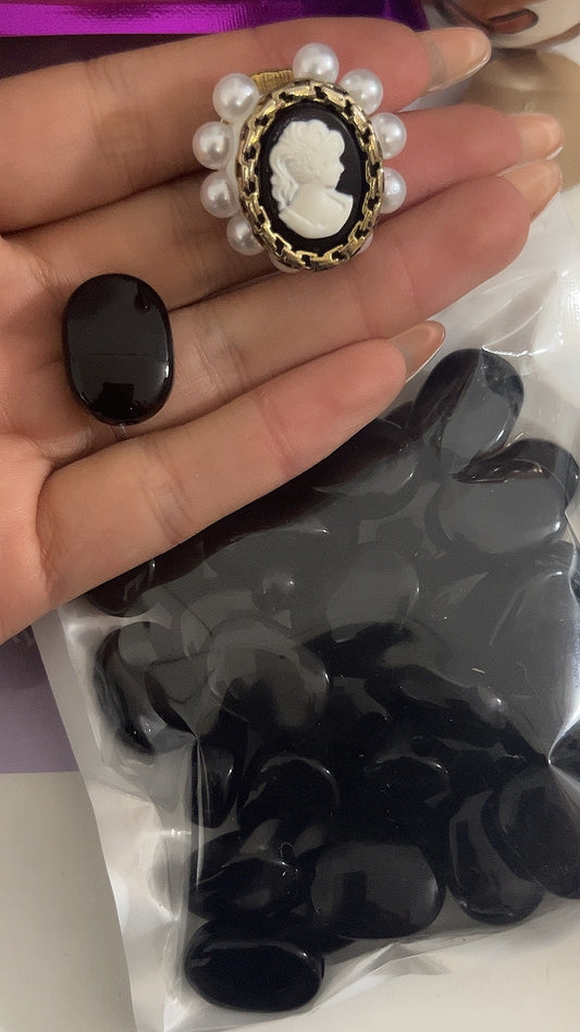 black oval plain beads 30pcs