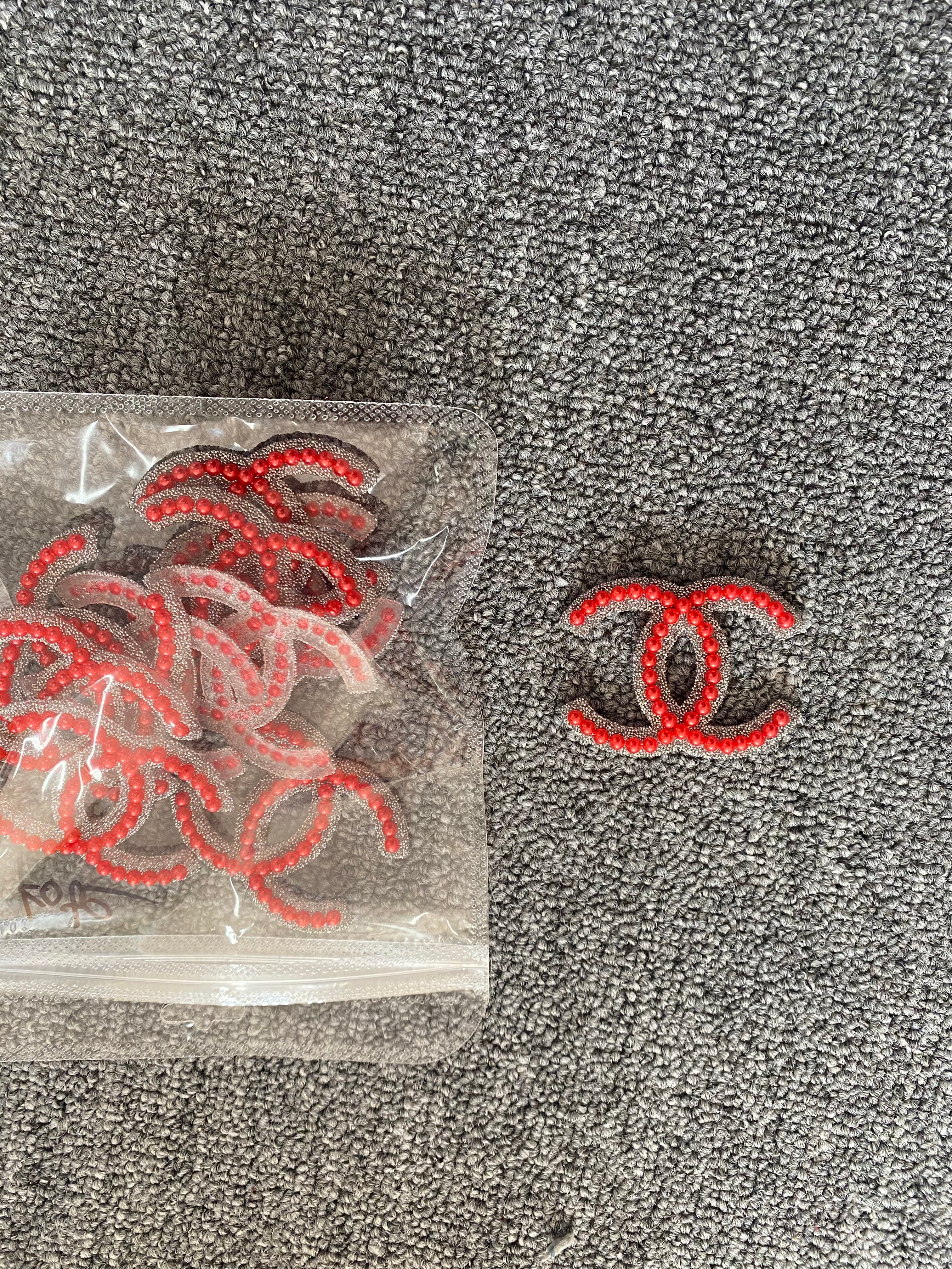 Glitter patched  red c 10pcs