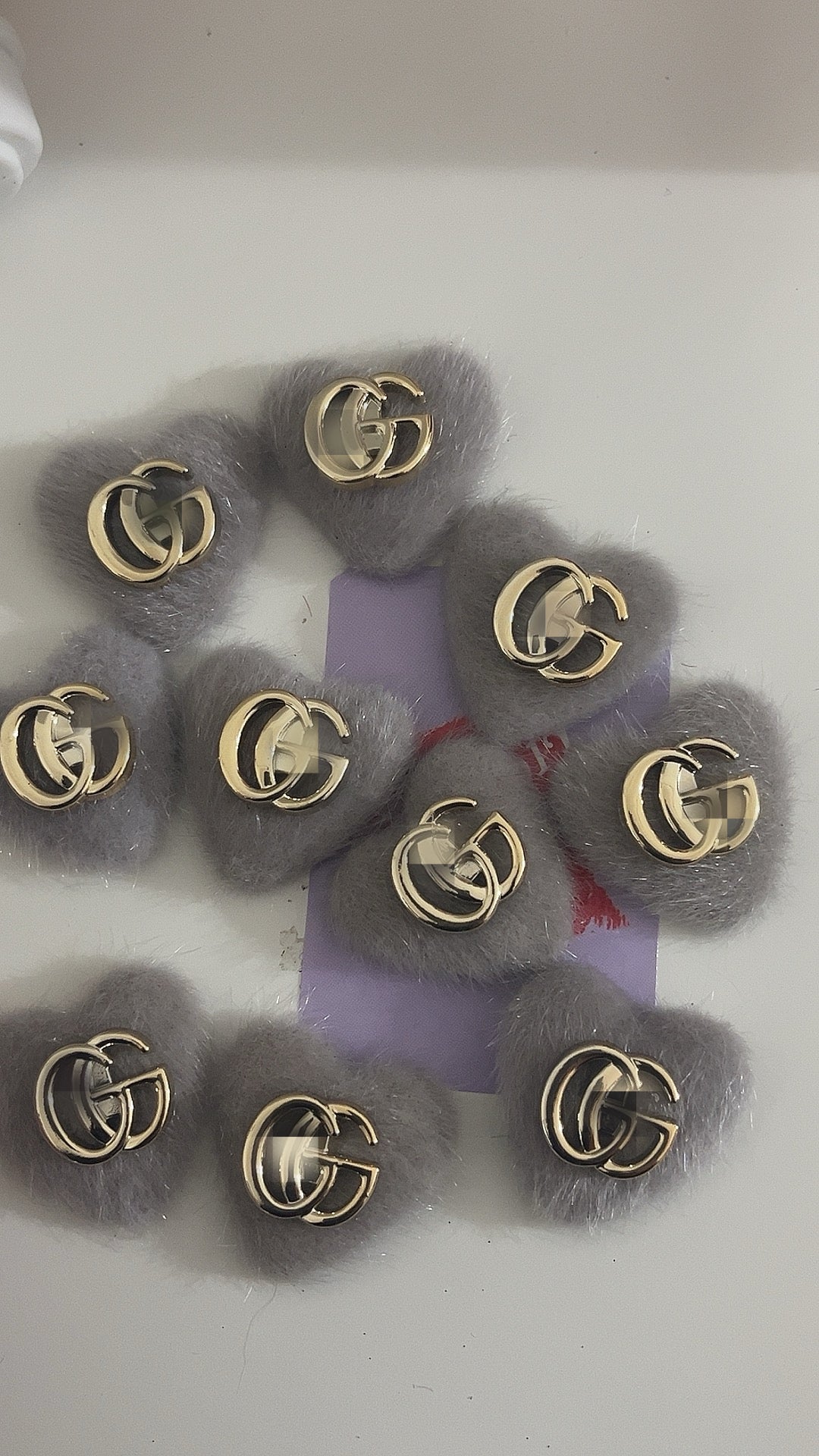 gg fur heart grey 12pcs